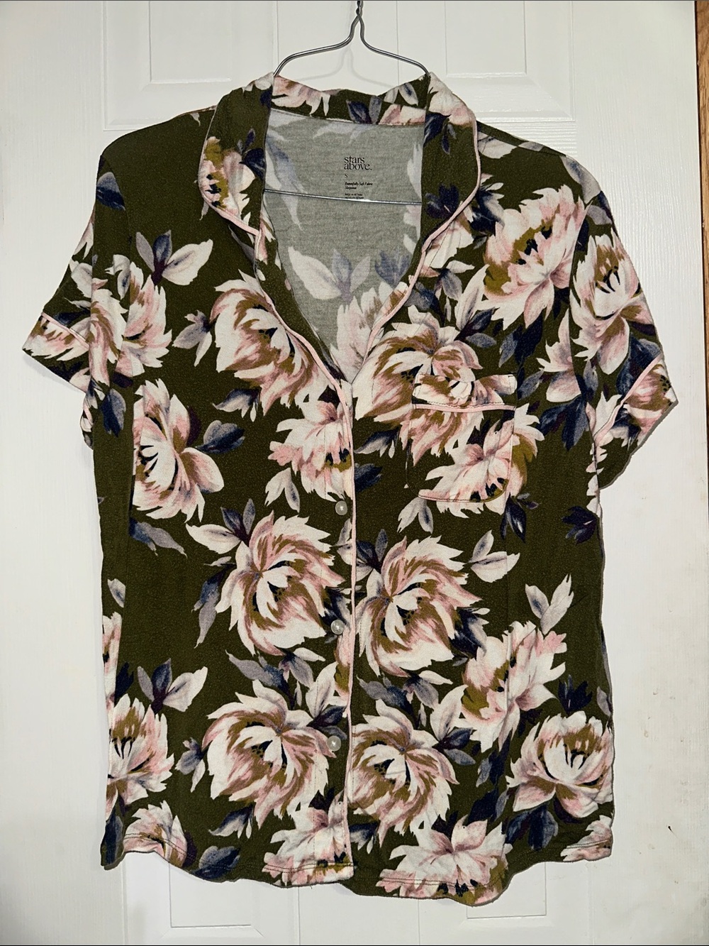 Olive Floral Button-Up Women's Top
